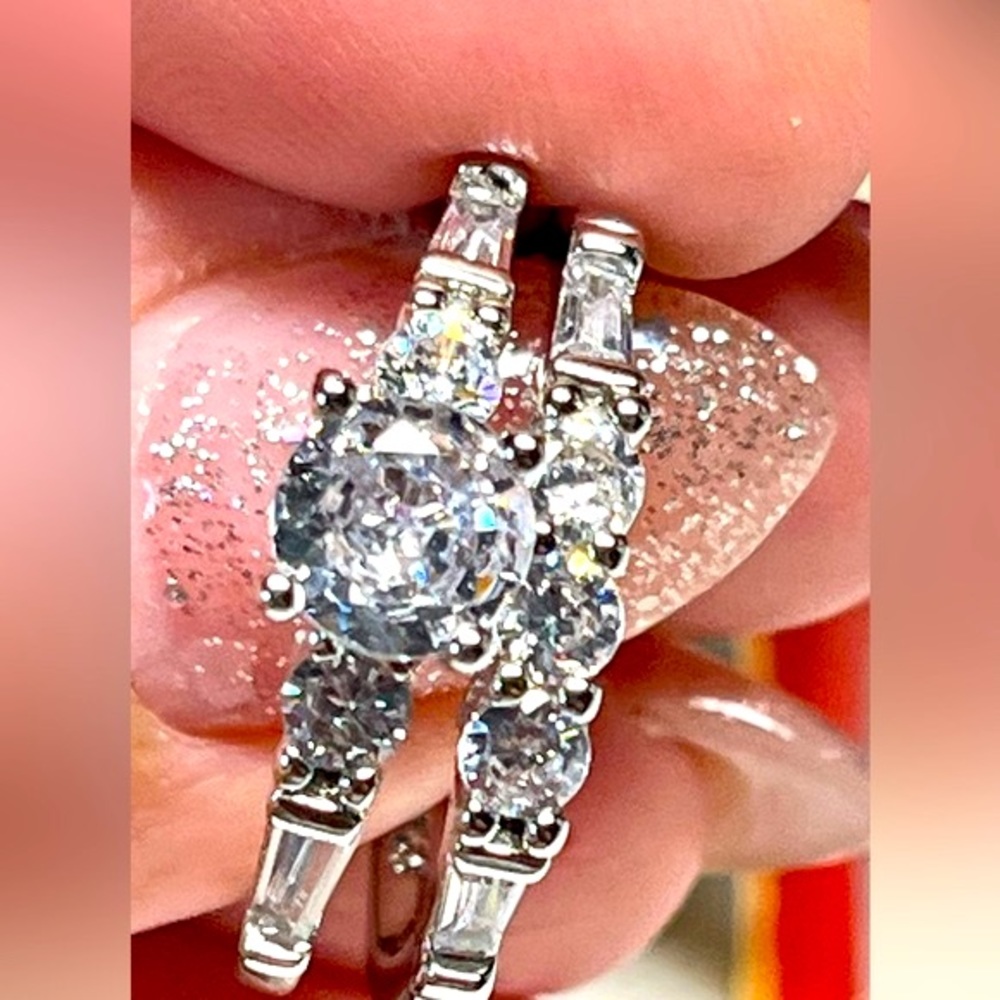 🎊2pc “bridal” set rings in sterling silver